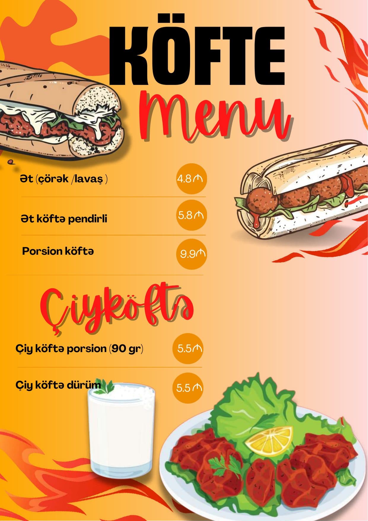 Kündə Baku menyu 6