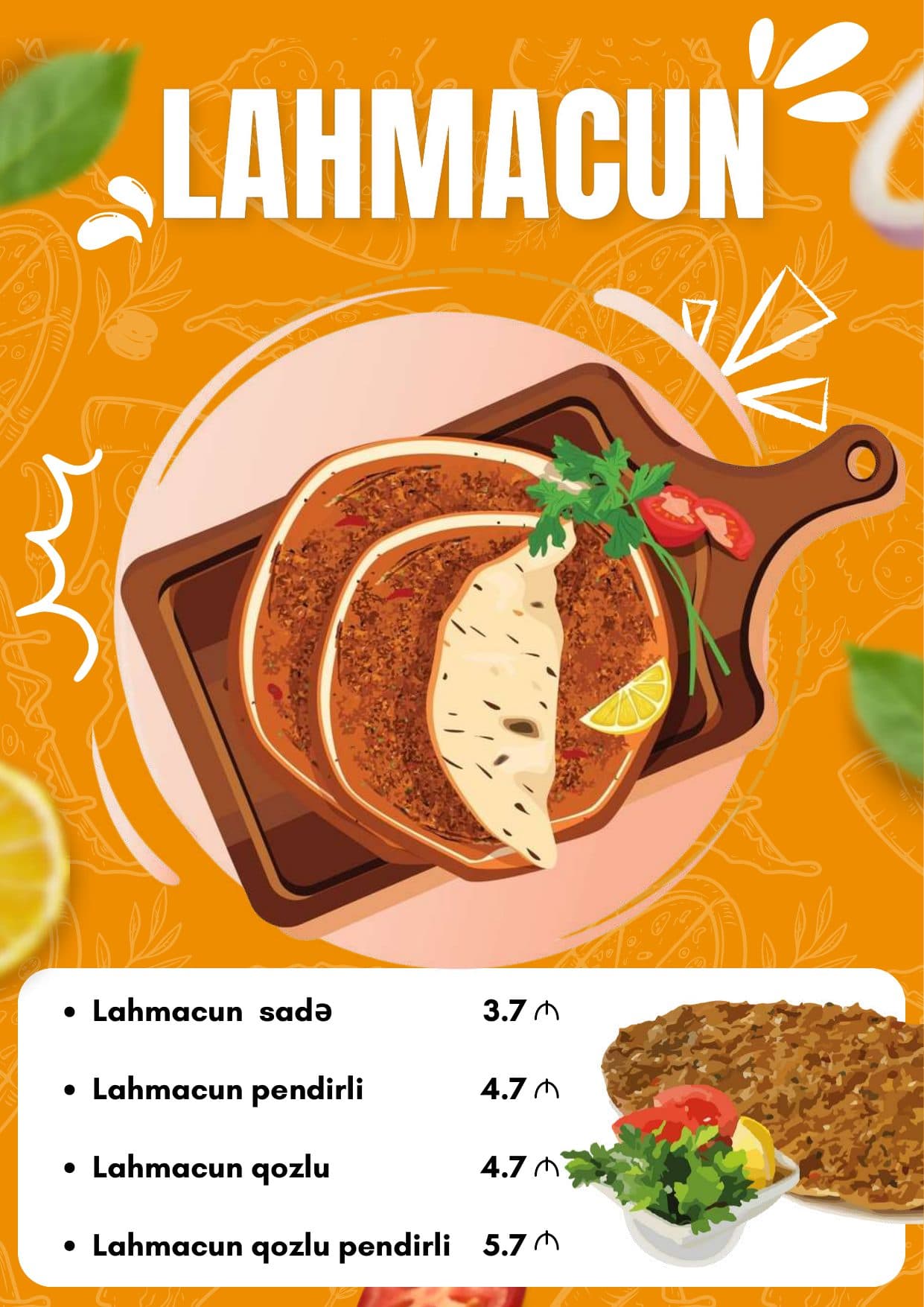 Kündə Baku menyu 9
