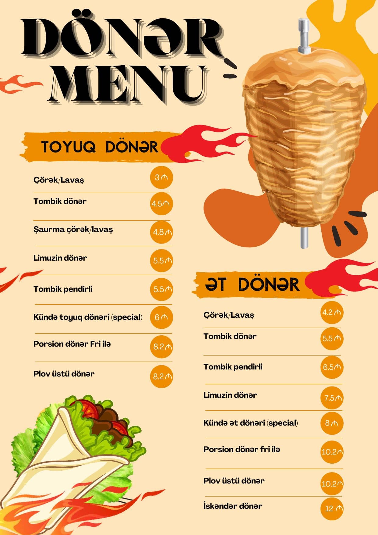 Kündə Baku menyu 5